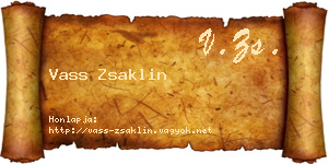 Vass Zsaklin névjegykártya